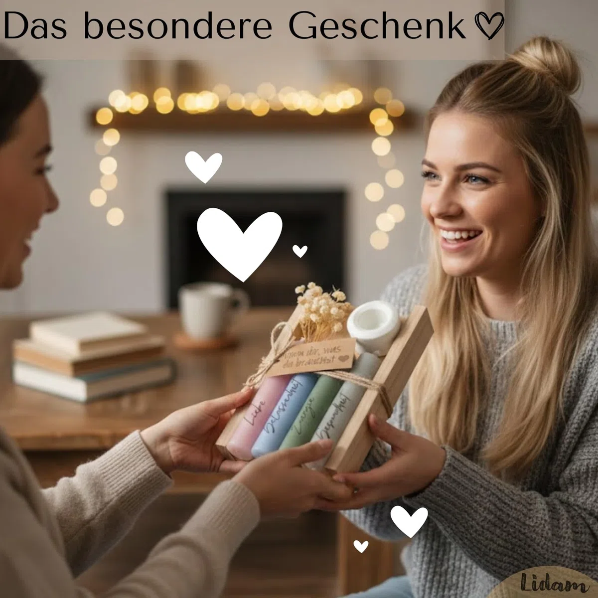 Kerzen Geschenkset | nimm dir, was du brauchst | Kerzenhalter & Trockenblumen – stilvolle Geschenke für Frauen, Freundin, Geschenke für Mama, Lieblingsmensch, Geschenkset Frauen