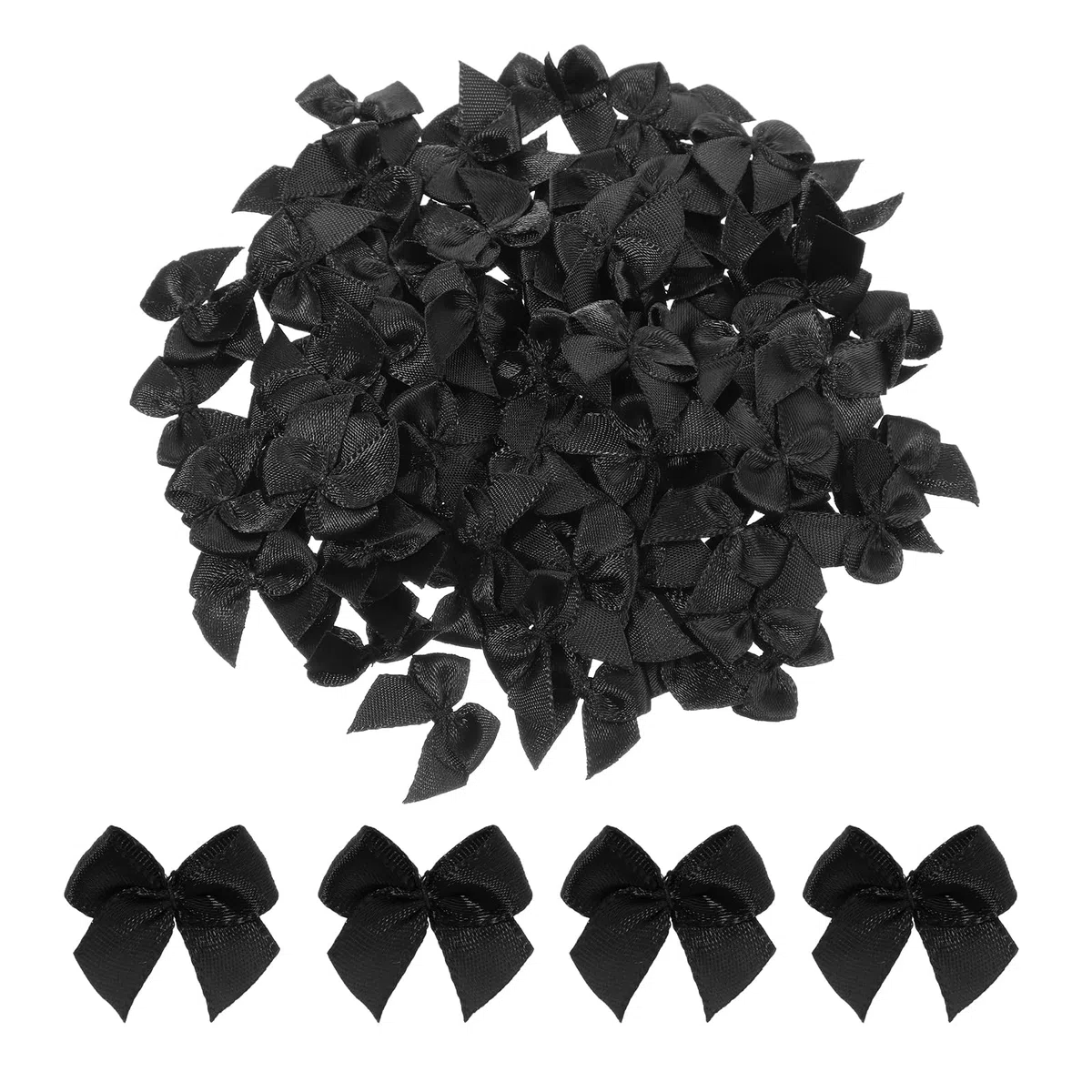 100 Stück Kleine Schleifen, 2.5 cm Mini Schwarze Schleifen Winzige Vorgefertigte Schleifenband Schleife für DIY Basteln, Geschenkverpackung, Hochzeit Deko, Weihnachten, Party, Scrapbooking
