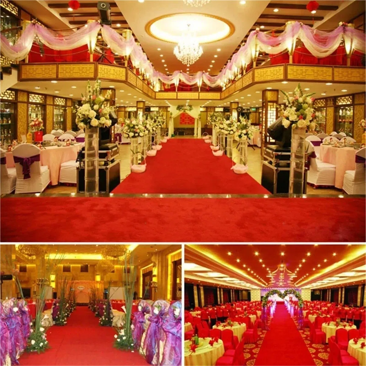 Rot Hochzeit Teppich Länge Gang Läufer Indoor Outdoor Dekoration Event Party Hause(5M_1M)