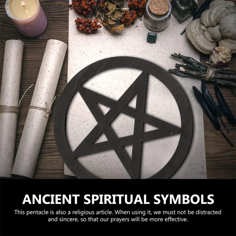 Alipis 2stücke Holz Pentagramm Wanddeko Ritual Ornament Mit Geschnitztem Design Für Altäre Vielseitig Als Untersetzer Und Dekoration Für Zuhause Büro Restaurant Und Mehr