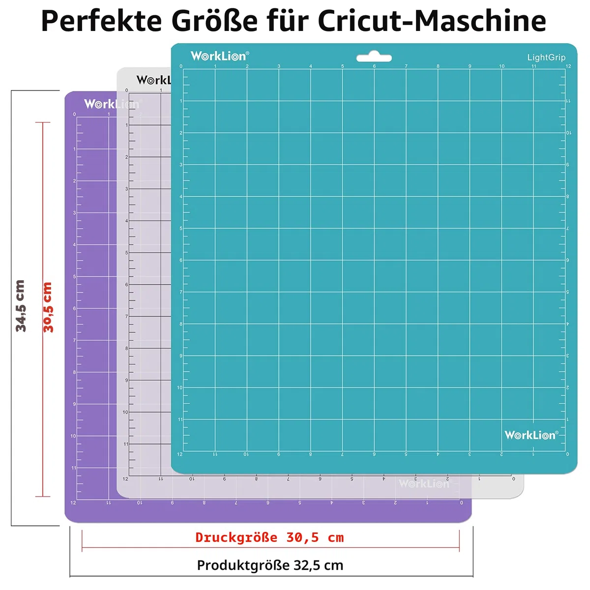 Worklion Schneidematte für Silhouette Cameo 4/5/3/2/1 verschiedene selbstklebende Quilt-Schneidematten Ersatz für Silhouette Cameo Zubehör (4 StandardGrip, 1LightGrip, 1StrongGrip)