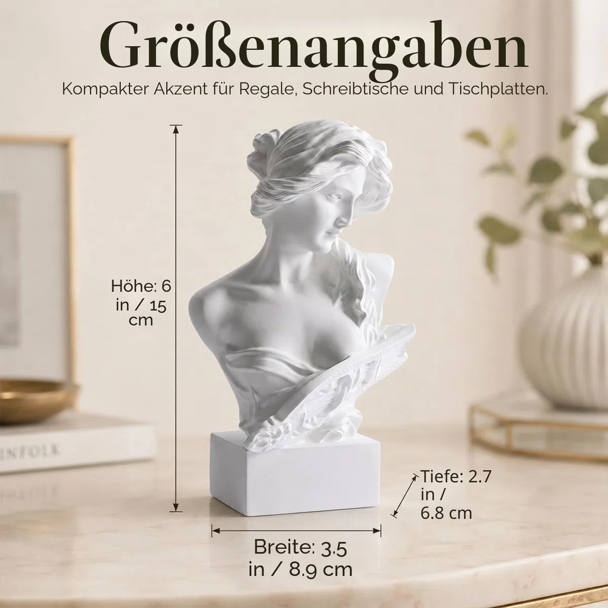 LCCCK 15.2 cm H Weiß Aphrodite Statue Skulptur, Harz Griechische Mythologie Büste Statue, für Kokette Raumdekoration, Dark Academia Raumdekoration, Bücherregale, Partition, Couchtisch Mittelstück