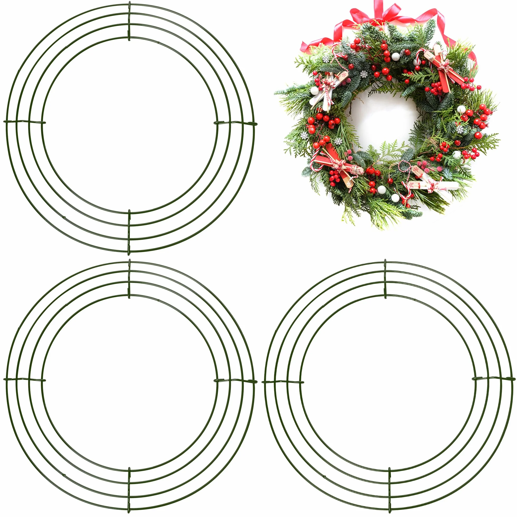 Weihnachtskranz-Ringe aus Metalldraht, Kranzrahmen, Weihnachtskranz, Bastelkranz, Basis, Thanksgiving, Halloween, Hochzeit, Rahmen, Kranz, Bastelzubehör (16 Zoll)