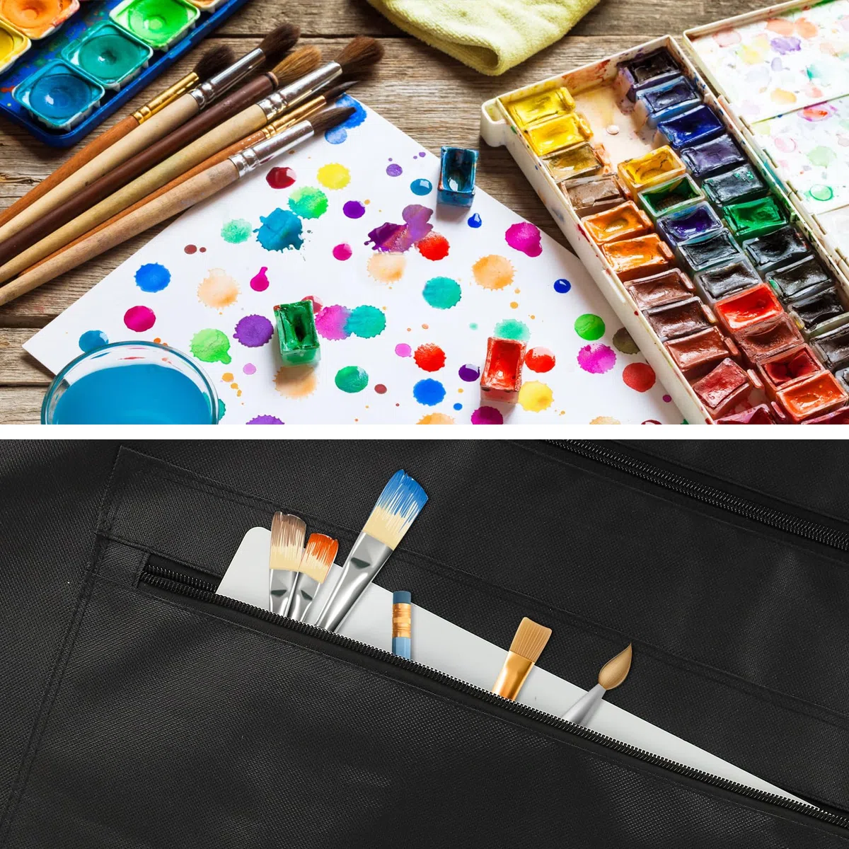54 x 66cm-Aufbewahrungstasche für Zeichenbrett mit Griff,Transporttasche für Zeichenplatte, Schwarze Kunsttasche für Künstlerbedarf, Bücher und Ordner, mit Schultergurt- Schwarz