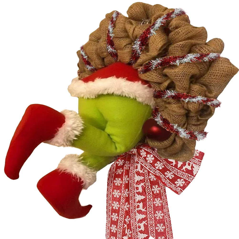 Grinch Kranz, Weihnachtsgirlande, Wie der Grinch den Weihnachtskranz aus Sackleinen gestohlen hat, Türkranz Weihnachten Weihnachtsdeko Kranz deko