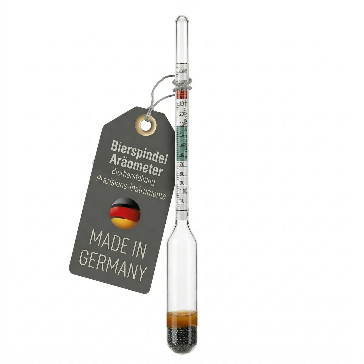Lantelme Bier Aräometer Bierspindel aus Glas 17cm | Messpindel zur Bestimmung von Stammwürze Zuckergehalt zum Gärverlauf | für Bierherstellung Hobbybrauer | Deutsche Herstellung