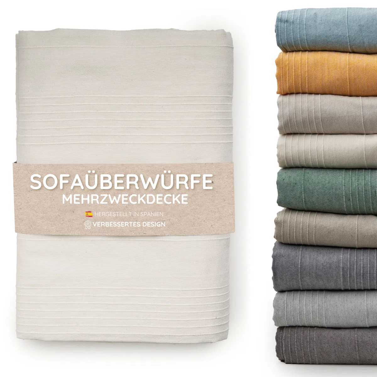 Jarapa Home Tagesdecke Baumwolle Wohndecke – Sofadecke Sofaüberwurf Bettüberwurf Überwurfdecke für Sofa & Bett – Mehrzweckdecke Couch Überwurf Plaid – Dünne gesteppte Decke