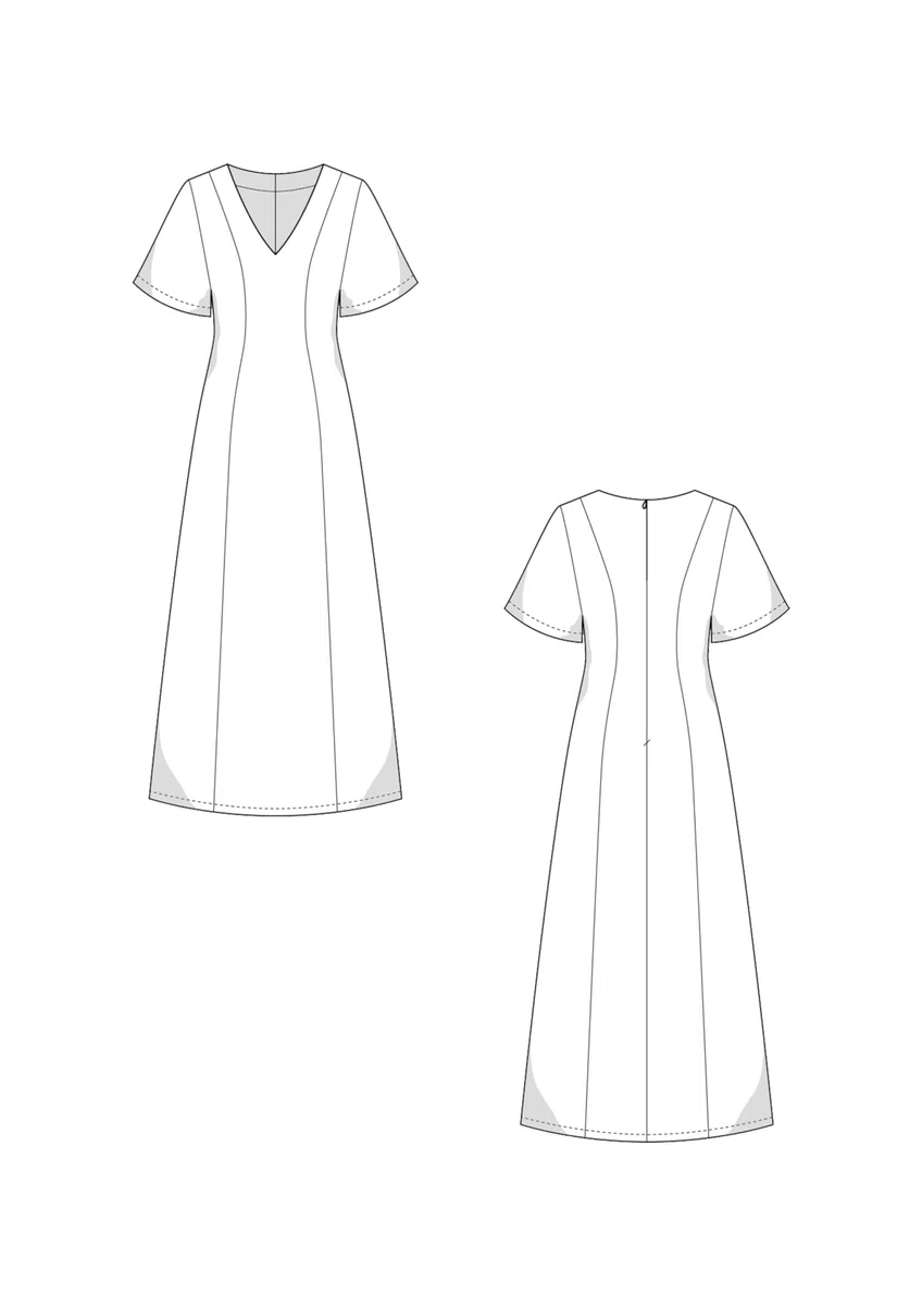 Schnittmuster Midi Kleid Sommerkleid Damen (Gr. XS-XXXL) Papierschnittmuster mit Nähanleitung zum Nähen