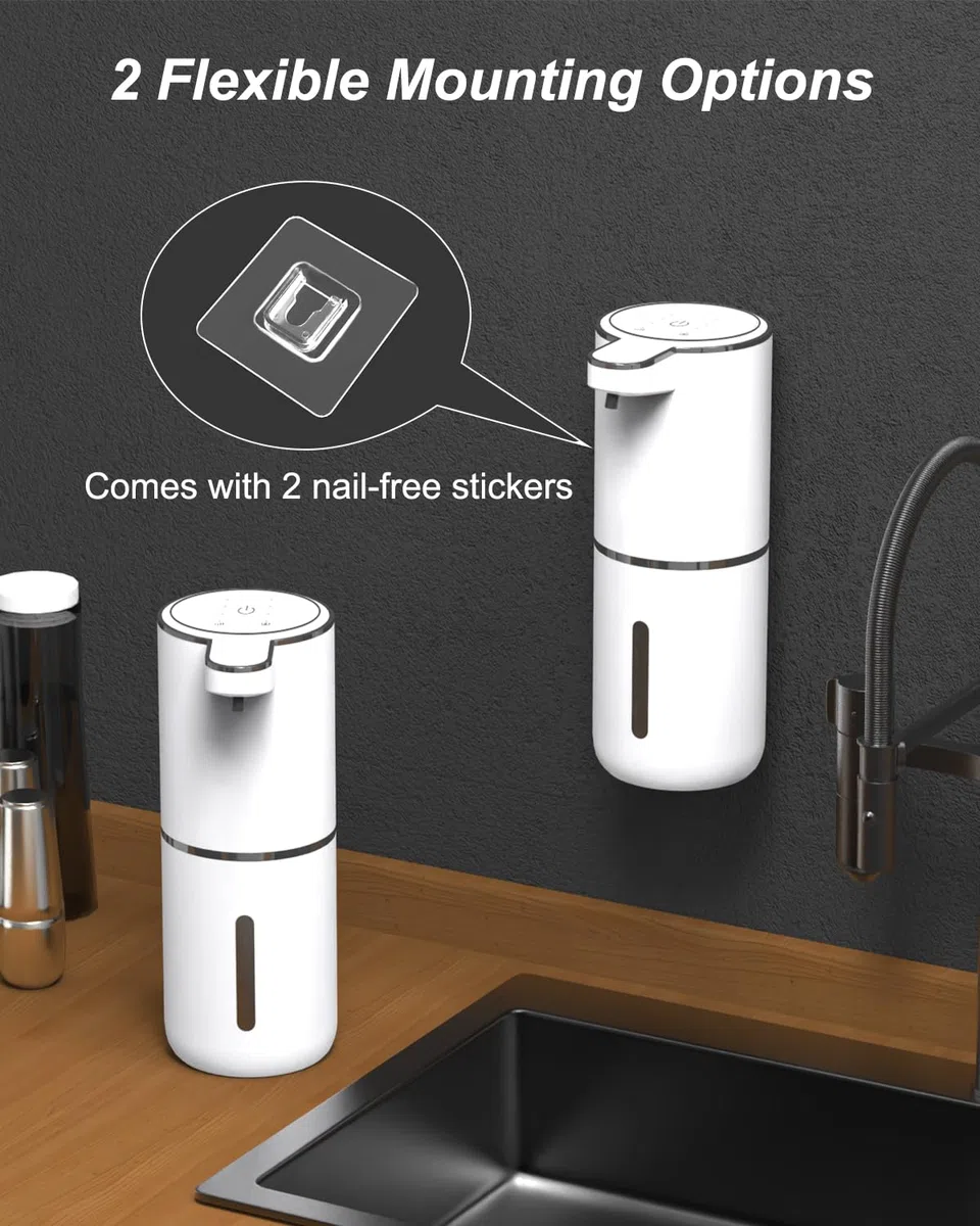 Dalugo No Touch Schaumseifenspender Sensor 380mL USB Wiederaufladbar, Automatischer Seifenspender Mit Wandbefestigung, IPX5 Wasserdicht Elektrisch Weiß für Badezimmer Küche