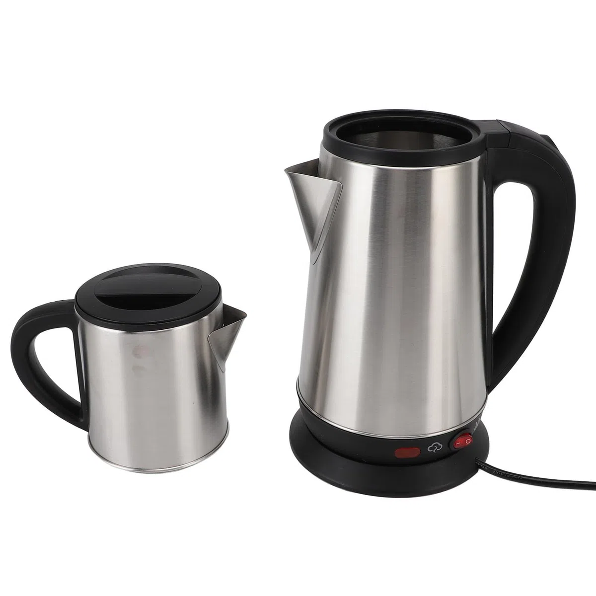 aqxreight Elektrischer Türkischer Wasserkessel aus Edelstahl mit Infuser - 1L -Teekanne und 2L Doppelkessel für Schwarz und Kräutertee zu Hause (EU-Stecker 220V)