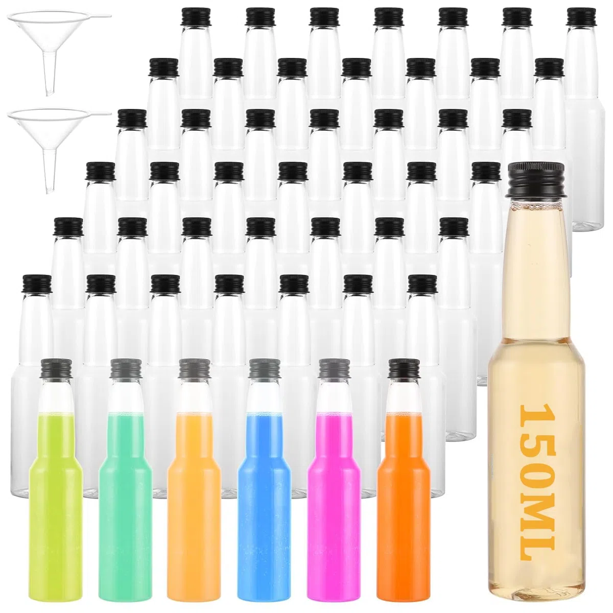20 Stück Kleine Shot Flaschen Zum Befüllen 150ml Schraubverschluss Likörflaschen aus Kunststoff, Plastik Flaschen zum Befüllen, Schnapsflaschen Zum Befüllen für Hochzeiten, Party