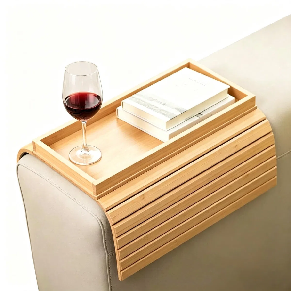 Sofa Tablett Armlehne aus Bambus, Klappbare Couch Ablage | Snack Tablett Kaffeetablett Laptop Ablage Serviertablett