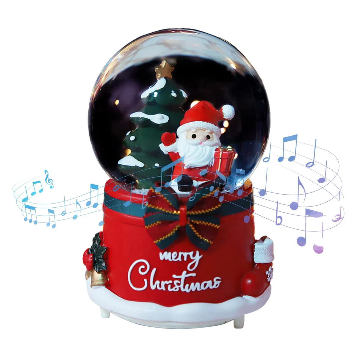 Weihnachten Schneekugel Laterne Musical, Schneekugeln Weihnachten mit Musik, Glitter Schneeflocken Eiszapfen beleuchtet Santa Claus dekorative Laterne