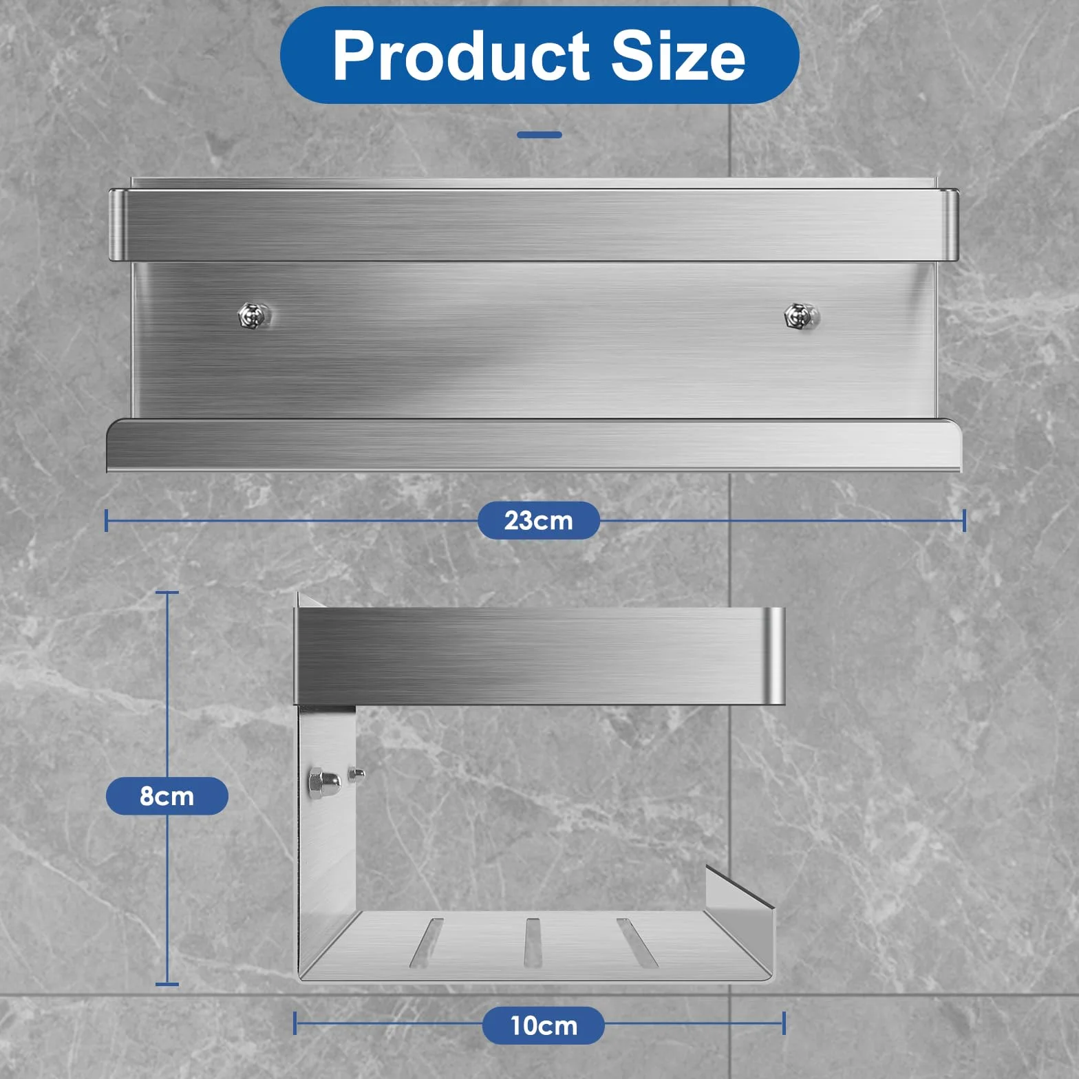 Duschablage Ohne Bohren, Duschregal aus Edelstahl SUS304, 2 Stück Badezimmer Regal Organizer, Shampoo Duschgel Halterung für Dusche (Silber 2 Stück)