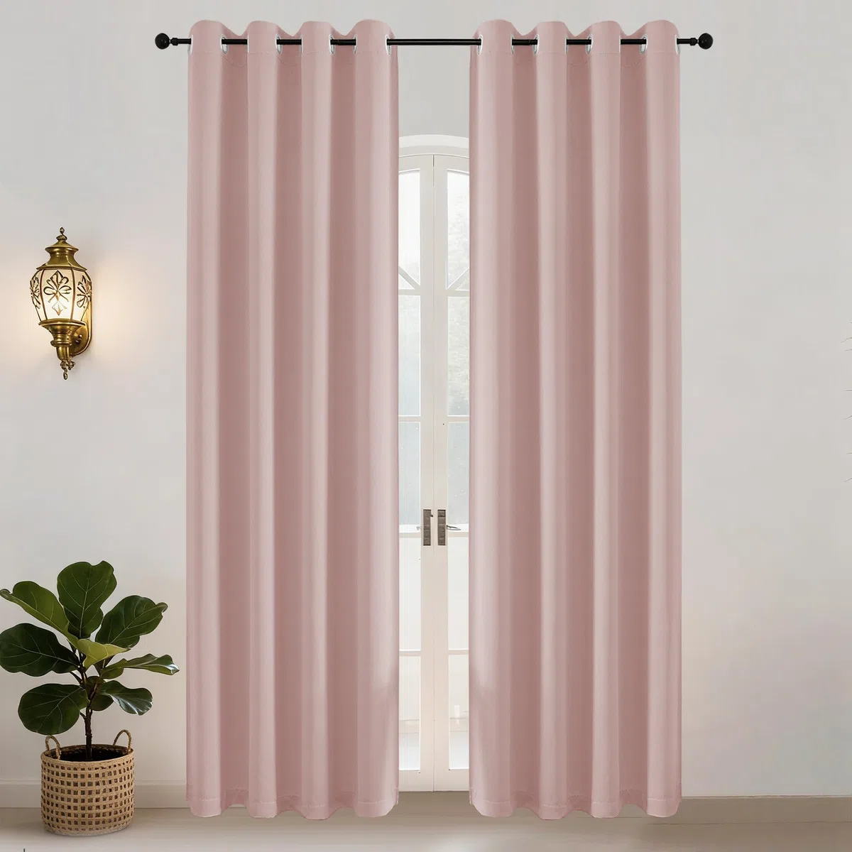 Simplebrand Thermovorhang Gegen Kälte Wohnzimmer Gardinen mit Ösen 2er Set, Rosa H 245 x B 140 cm Verdunkelungsvorhang Rosa Wärmeisolierende Vorhänge Verdunkelung Thermal Curtains