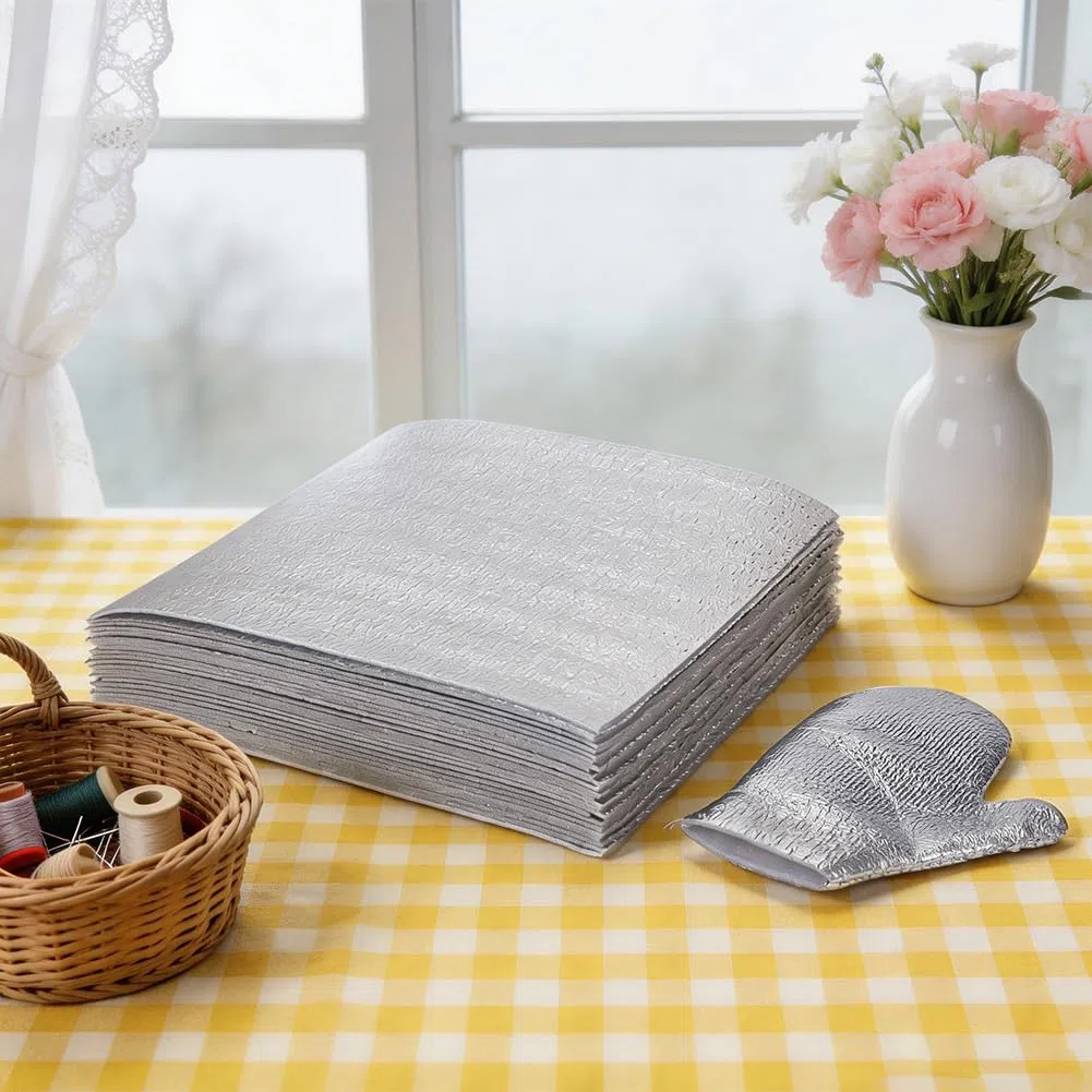 BENECREAT 50 Packung hitzebeständiges Vlies, 2mm quadratisches Isoliervlies EPE Schaumstoff für DIY Küche Nähen, Topflappen, Ofenhandschuhe, Untersetzer, 28.4x28.2cm