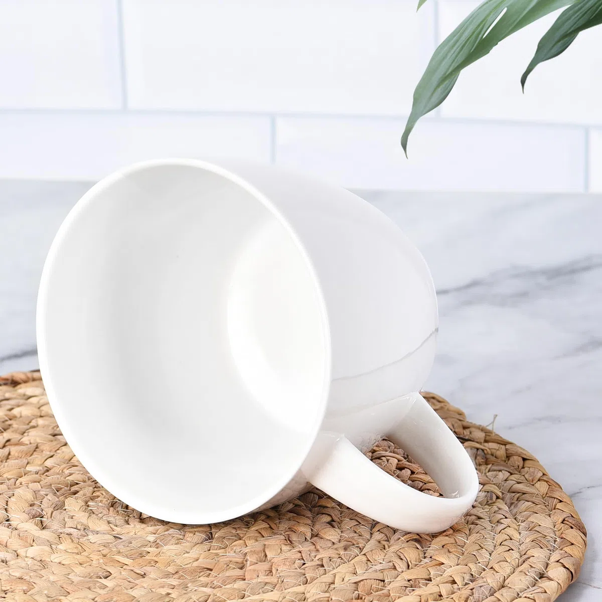 850 ml große Kaffeetasse, Keramik Jumbo Suppenschüssel mit Henkel, Müslischassen, klassische Trinkbecher, für Latte, Cappuccino, Kakao, Milch, Tee und Glühgetränke, weiß