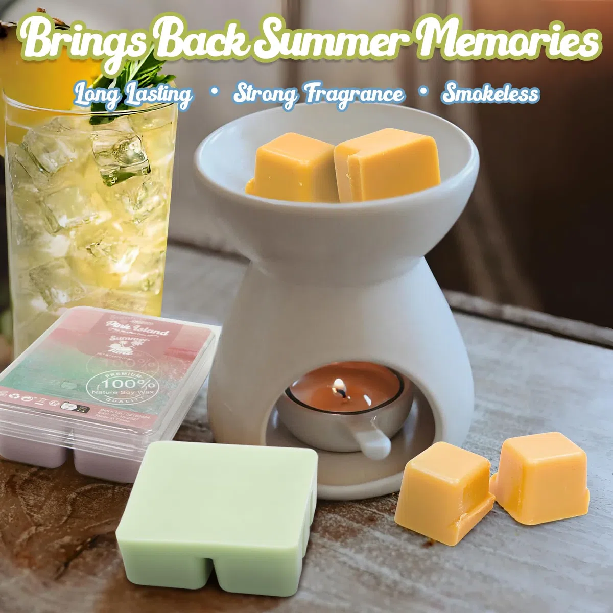 Salubrito Sommer Duftwachs für Duftlampe, Duftwachswürfel Wax Melts für Kerzen Wärmer, 100% Sojawachs Raumduft Duftkerze, Geschenk Set für Sommerferien, 8 Düfte