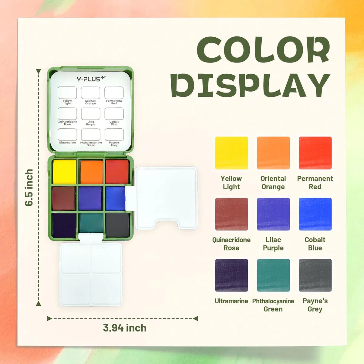 YPLUS Aquarellfarben Set – Premium Wasserfarbkasten, Perfektes Aquarell Set für Anfänger und Profis, Kompakter Malkasten, Wassermalfarben im Taschenformat
