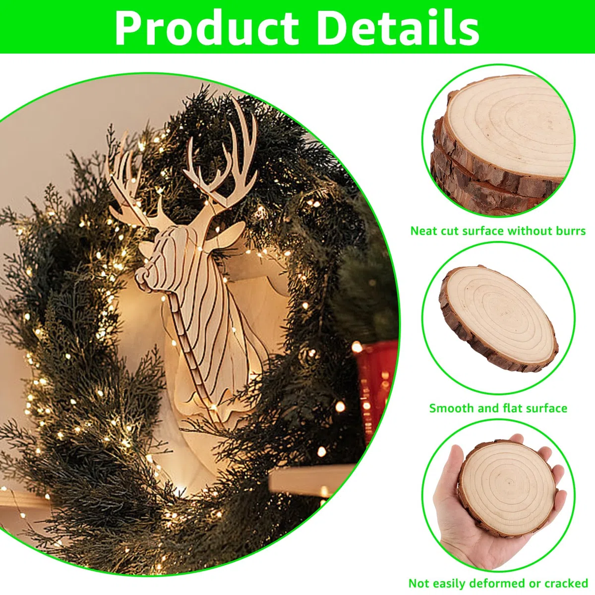 25 Stück Holzscheiben 11-12 cm Baumscheiben ohne Loch, Runde Holzscheibe, Baumscheibe Klein, Holzscheiben zum Basteln 10mm Dicke für DIY, Handwerk, Hochzeit Weihnachten Dekoration