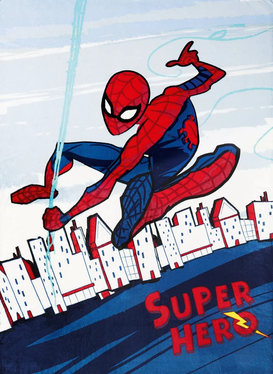 Große Spider Man Wohndecke Super Hero 130 x 170 cm super weiche Coral-Fleecedecke Mikroflausch Kuschel-Decke Sofadecke Spider-Man Marvel Comics Disney MCU Avengers No Way Home passend zur Bettwäsche
