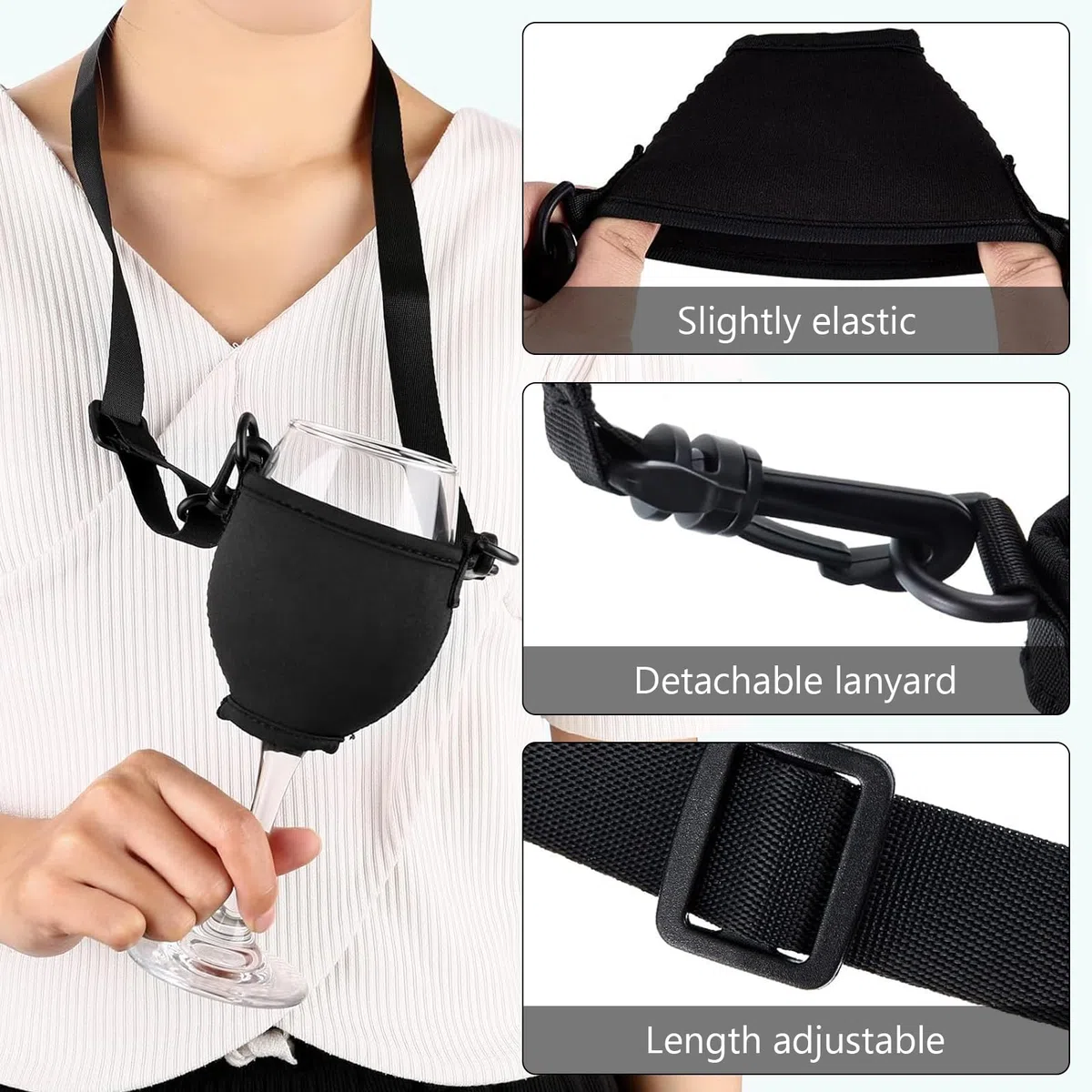 6 Stück Weinglashalter Zum Umhängen, Tragbar, Festival Wine Glass Holder, Stoff Für Den Hals, Wein Für Weihnachten, Weinfest, Hochzeit, Geburtstag, Party, Picknicks