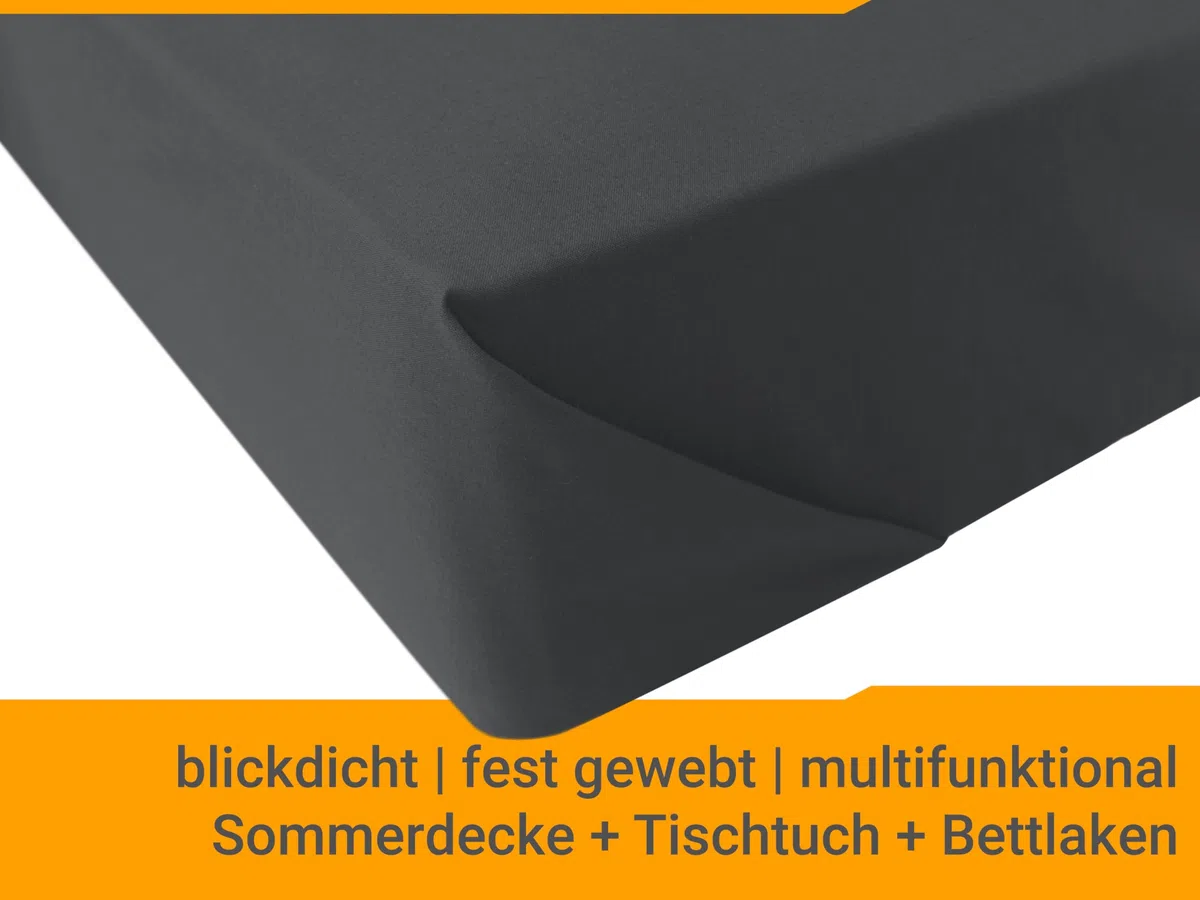 npluseins Betttuch - Haustuch - Bettlaken - aus 100% Baumwolle in 7 ausgesuchten Farben - Laken ohne Gummizug - Einheitsgröße von ca. 150 x 250 cm, anthrazit
