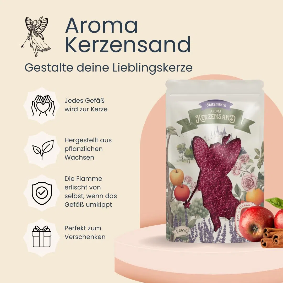 Kerzensand mit Duft – 450g Kerzenwachs Granulat + 3 Dochte – Kerzensand mit Docht – Lavendelzauber DIY Duftkerzen selber Machen
