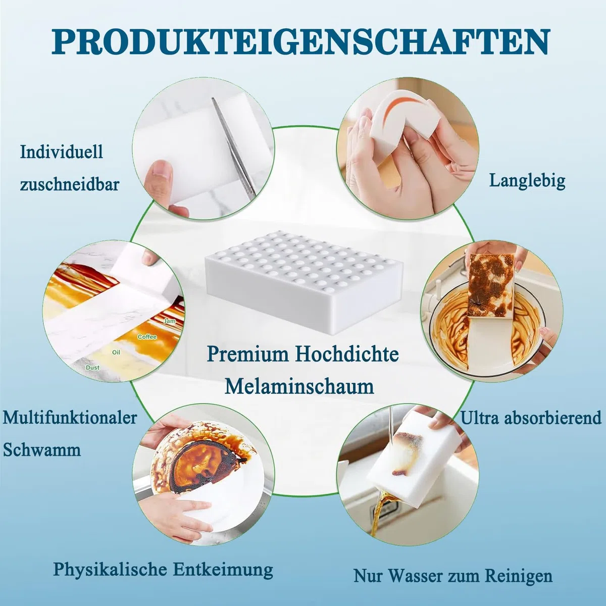 50 Stück Schmutzradierer Schwamm, (2X verdichtet) Weiß Extra Stark Melamin Zauberschwamm, Multifunktional & Kratzfrei Radierschwamm Putzschwamm für Haushalt, Küche, Bad, Schuhe & Wand