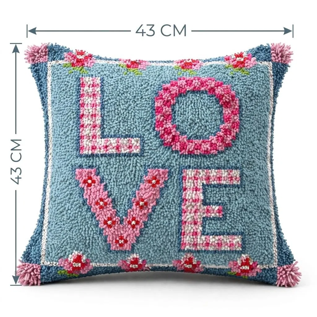 DIY Knüpfteppich Set Handgemachte Geschenke für Kinder Erwachsene 43cm x 43cm