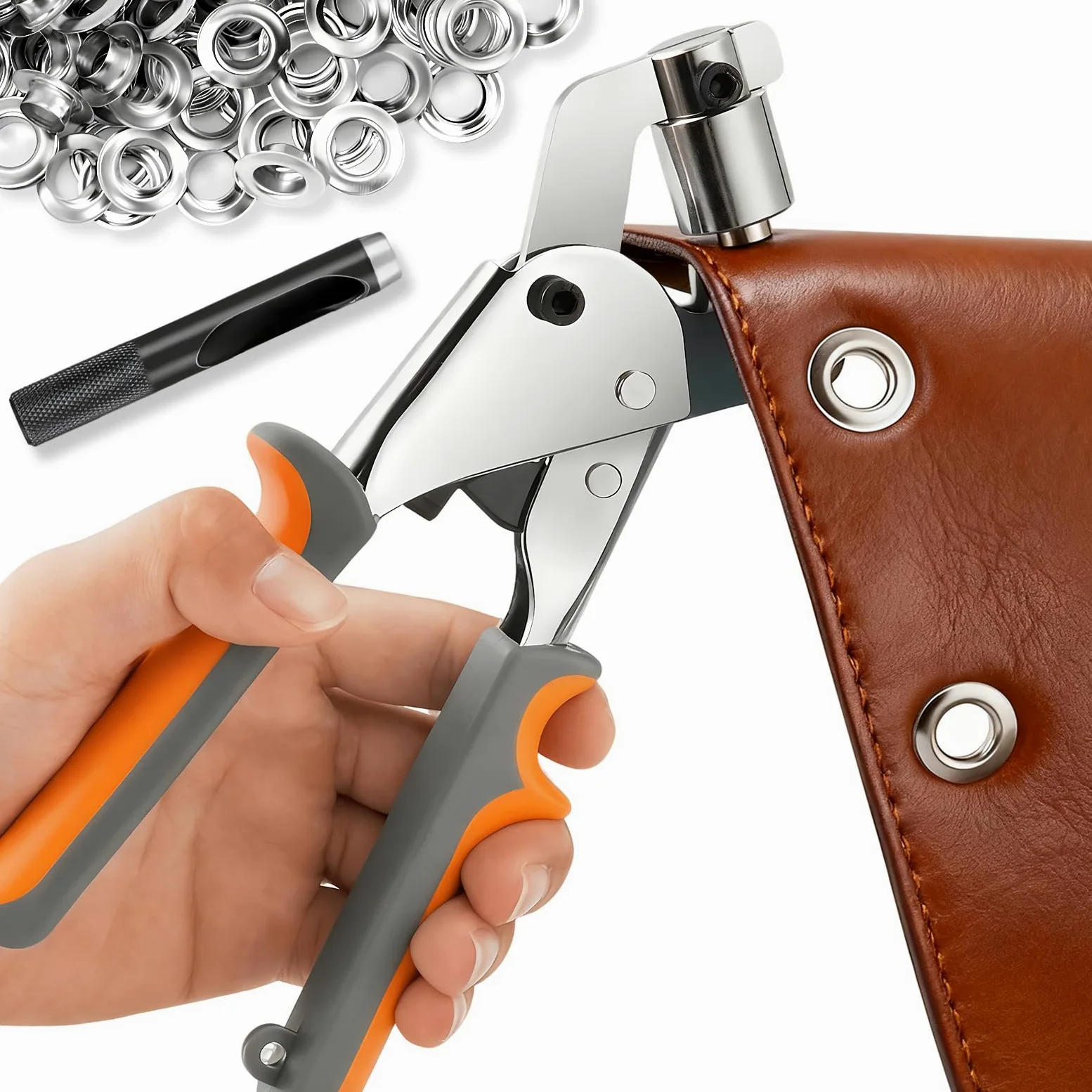 Ösenzange für planen & Stoffe - Profi Ösenzange Set mit 200 Ösen (Ø 10mm) - ösen Set, Magnetische Ösenstanze ösenpresse für planen & Stoffe, Leder, Gürtel, Awnings
