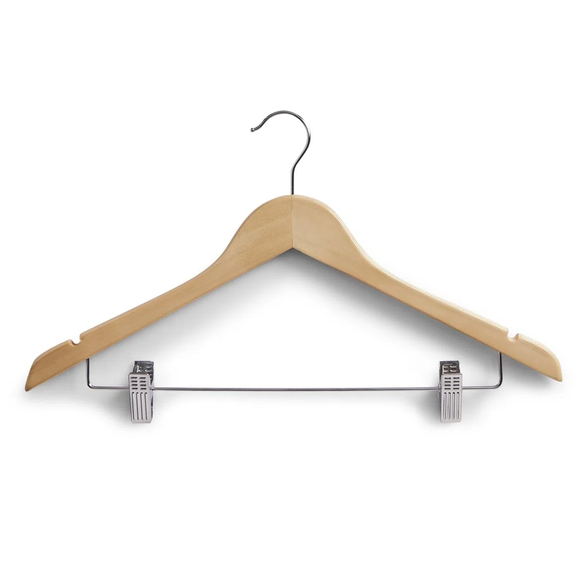 Zeller 17114 Kleiderbügel mit Clips, 3-er Set, Länge 44.5 cm, Natur