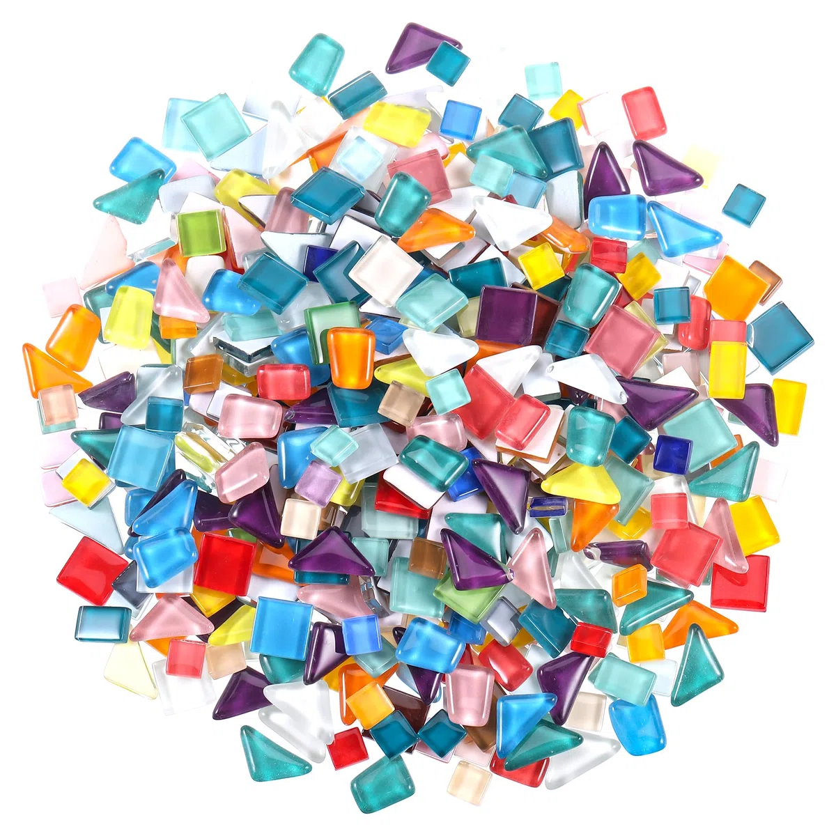 1 kg Mosaiksteine zum Basteln, 1 x 1 cm Quadratische Bunte Kristall-Mosaik-Fliesen, Mosaik Steine für DIY-Vasen, Fotorahmen, Tassen und zur Dekoration von Badezimmern (Bunt – Mehrförmig)