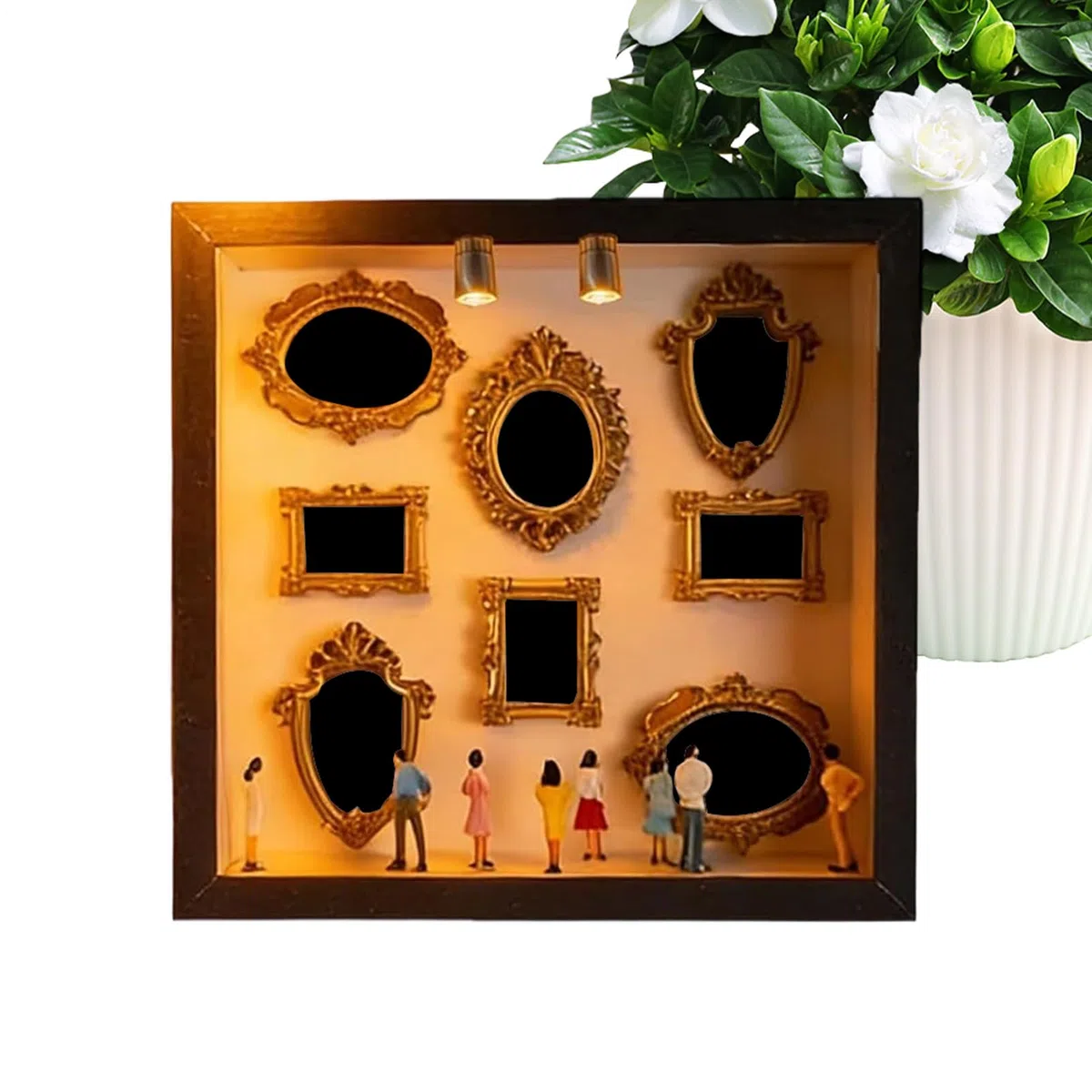Mini Museum Silhouette Box, Miniature Menschen Figuren Museum Bilderrahmen, Regalfigur Aus Holz, Für Heimdekoration, Erwachsene, Bastelarbeiten, Wandbibliothek, Zimmer, Geburtstag, Weihnachten