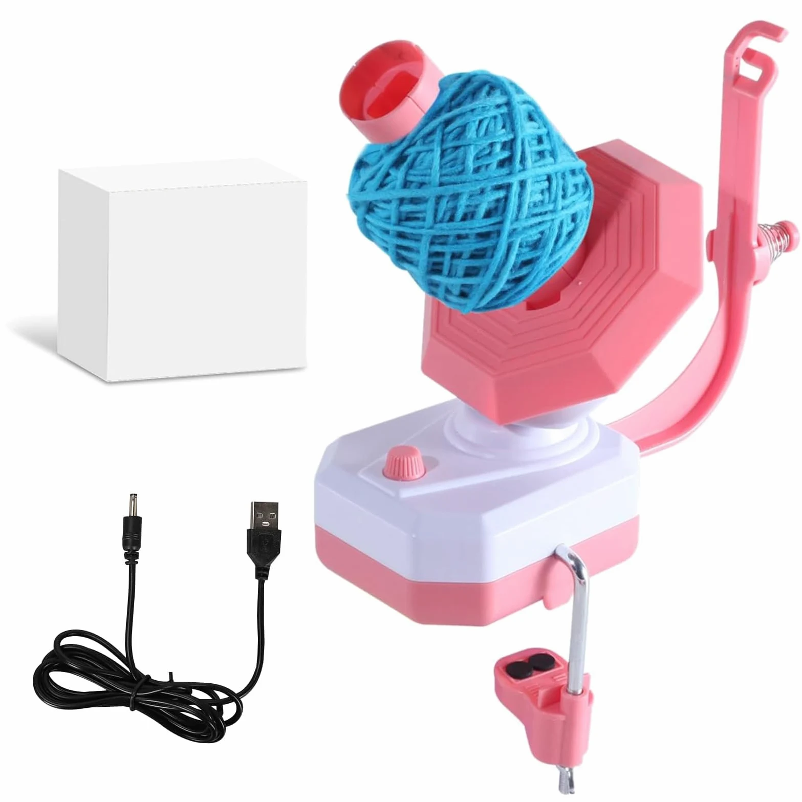 Wollwickler Elektrisch - Automatisch Yarn Winder, Wollabwickler, Kugelwickler, Garnwickler für Häkeln mit Stufenloser Geschwindigkeit, Idealer Helfer für Strickliebhaber (Rosa)