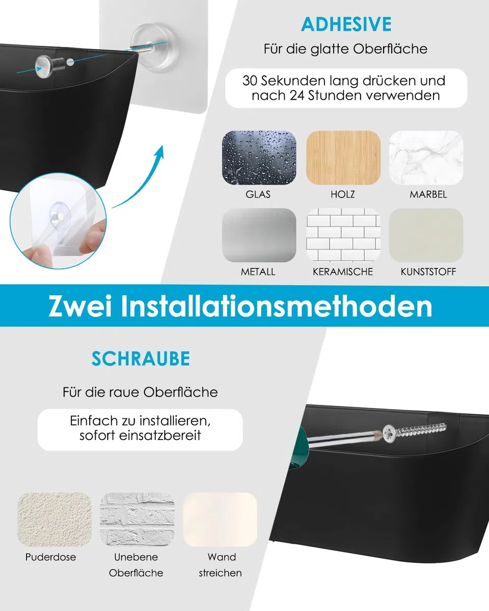 Schuhhalter Wand Wohnmobil, Schuhorganizer Camping mit Ohne Bohren Selbstklebend oder Bohren, Schuhregal zur Wandmontage, Tür Schuhaufhänger - Kunststoff, Schwarz 4 Stück