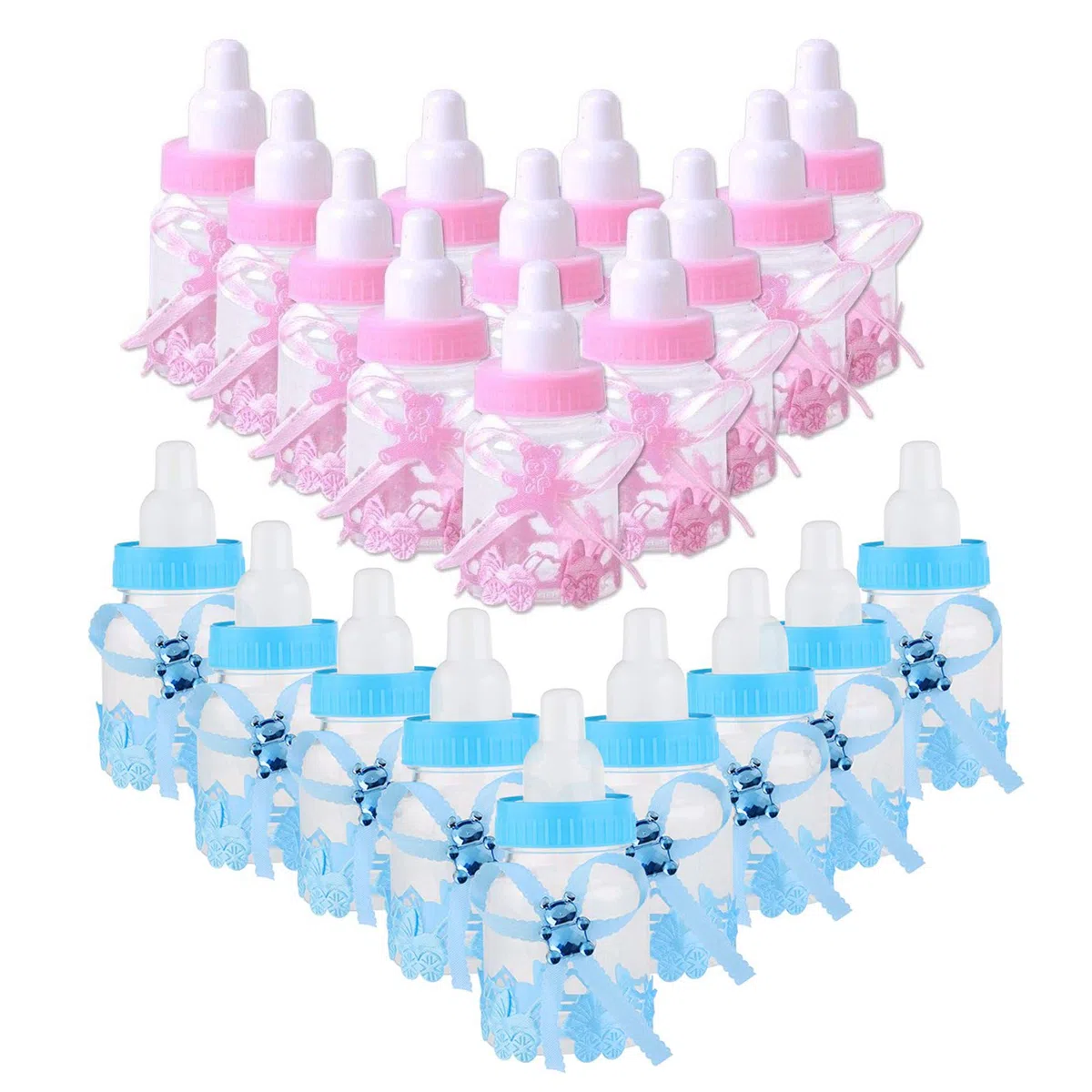 24 Stück Flaschen Geschenk Box - Gastgeschenke Baby Shower Taufe - Candy Flasche Schnuller Milchflasche