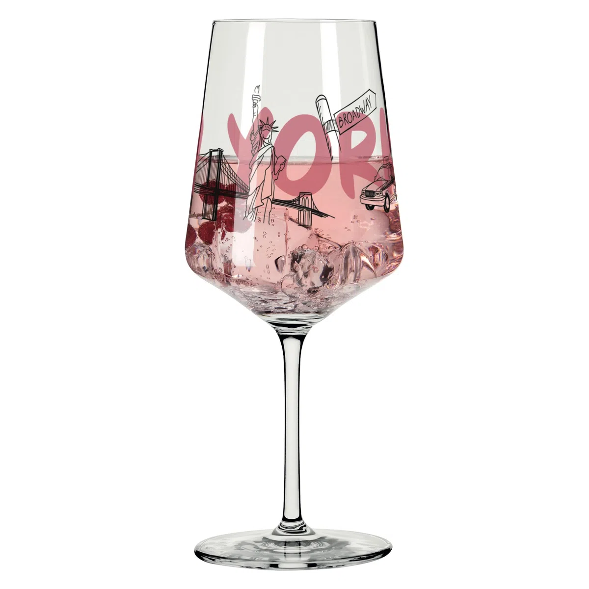 RITZENHOFF 8096008 Cocktail-Glas 500 ml, Serie Entdecker, mit New York Schriftzug, Rot, Schwarz - Made in Germany