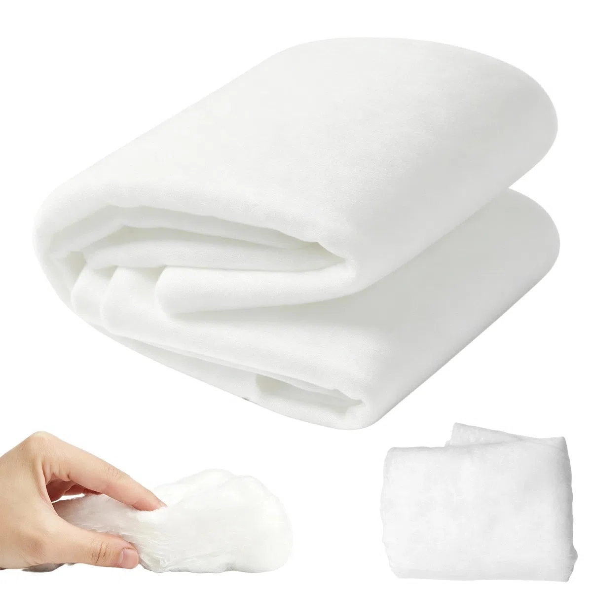 150cm x 2m Non-Woven Upholstery Wadding, 200g/m² 100% Polyester Batting Roll, Hypoallergenic & Flame Retardant Filling for Cushions, Bedding, Quilting and DIY Crafts