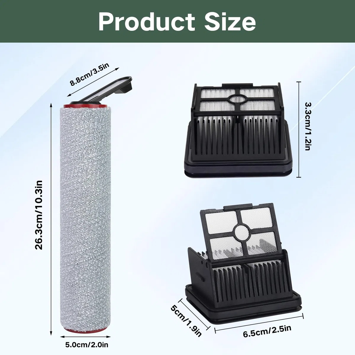7 Stück Ersatzwalze Filter Set für Dreame H15 Pro / H15 Mix / H12 Pro FlexReach / H15 Pro FoamWash / H15S Nass- und Trockensauger Ersatzteile, 2 Bürstenrolle + 4 Filter + 1 Reinigungsbürste