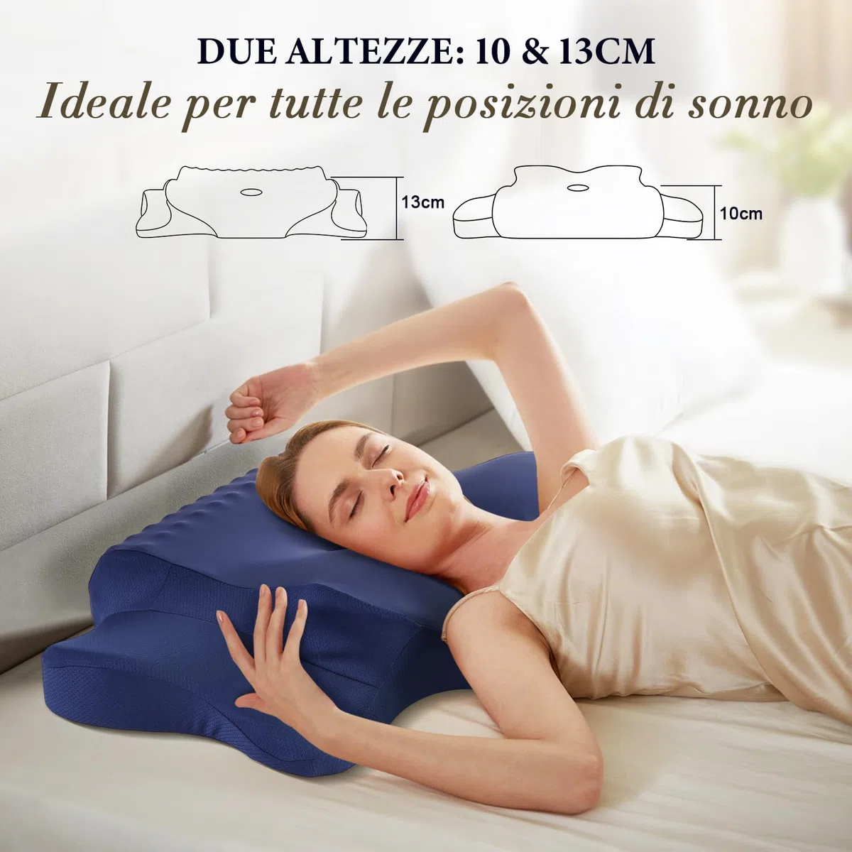 Nackenkissen Kopfkissen, Memory Foam Dunkelblau
