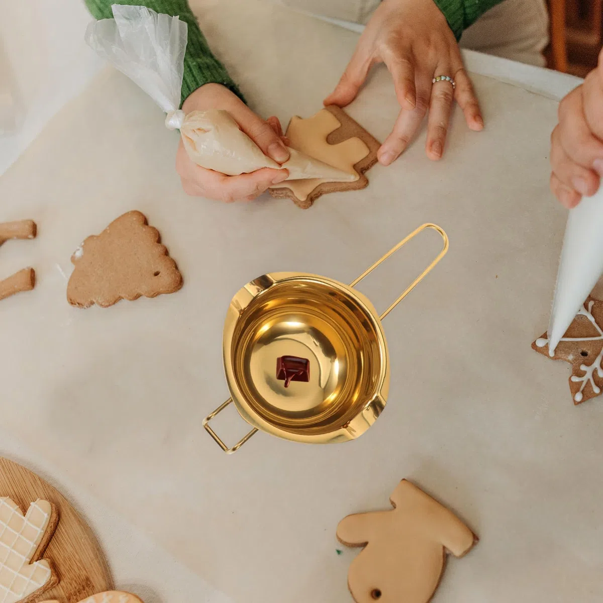 Schokoladenschmelzschale aus Edelstahl 400ml Gold Wasserbad Topf zum Schmelzen von Schokolade und Butter Geeignet für Kleinere Töpfe und Pfannen in Küche