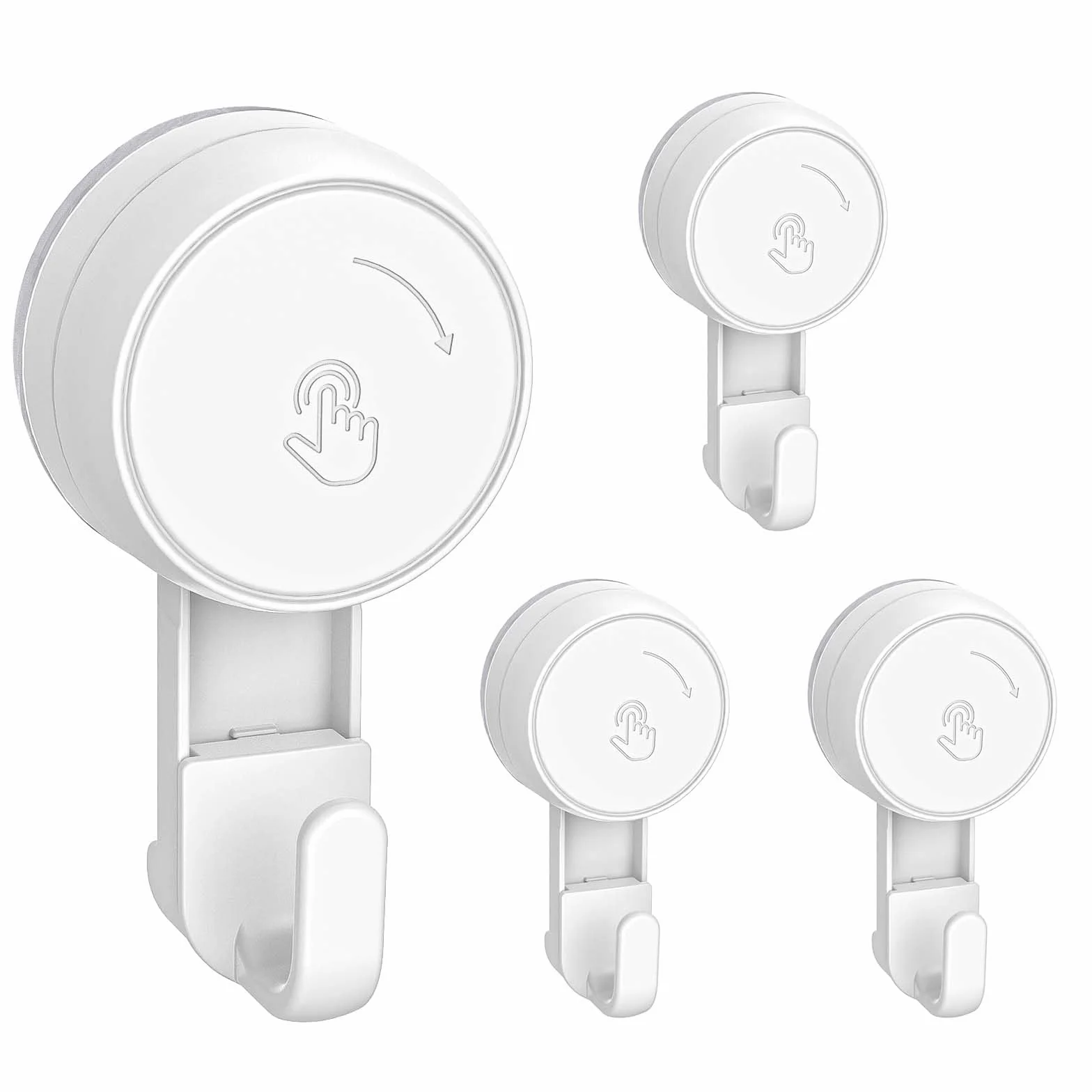 4-Pack Saugnapf Haken stark, Saughaken Bad Ohne Bohren, Max 5 KG, 1000 Mal Wiederverwendbar, Saugknöpfe mit Haken für Wand Handtuch Dusche Badezimmer Fliesen Tür Glas Küche Fenster | Max 5 KG, 1000 Mal Wiederverwendbar, Saugknöpfe mit Haken für Wand Handt