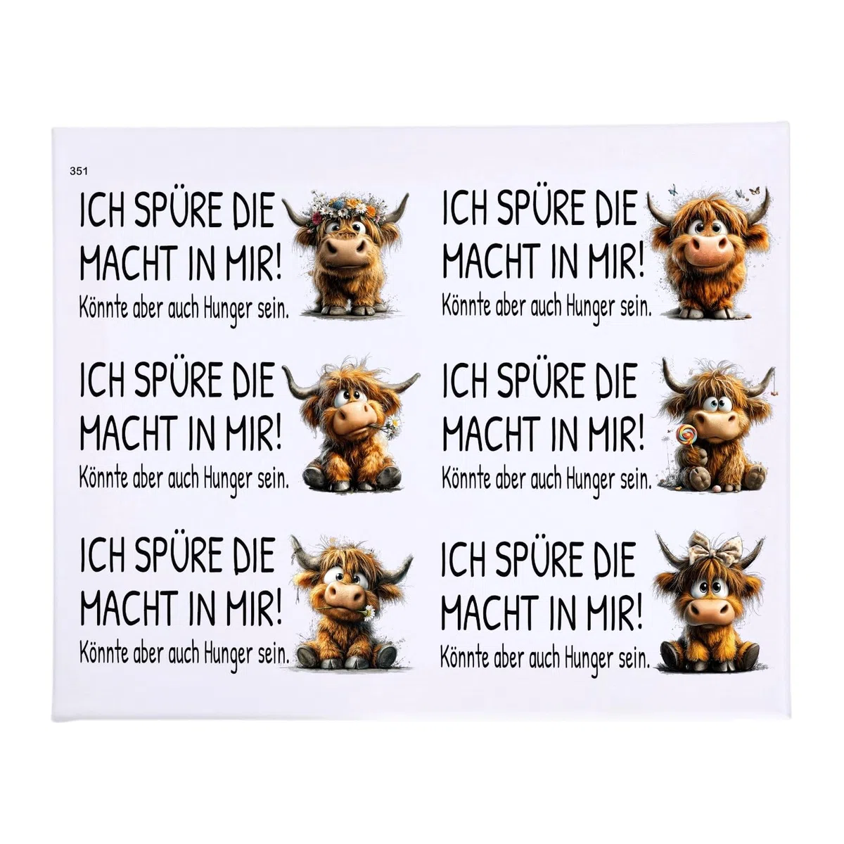 Rub On Serviettenhalter, DIN A4, Funny Highland Cow, bunt/farbig, Rub Ons (351 Funny Highland)