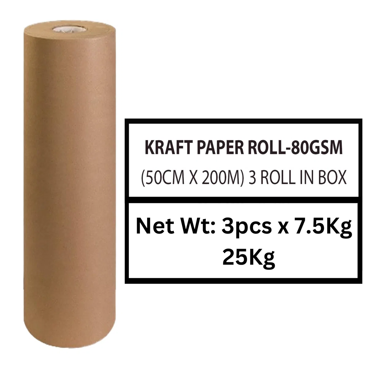 Soul Mantra Kraftpapierrolle braun Schrenzpapier 80 GSM (50 cm x 200 m) - Hochwertiges Verpackungs- und Bastelpapier für vielseitige Anwendungen 100% recycelt (Pack of 1)