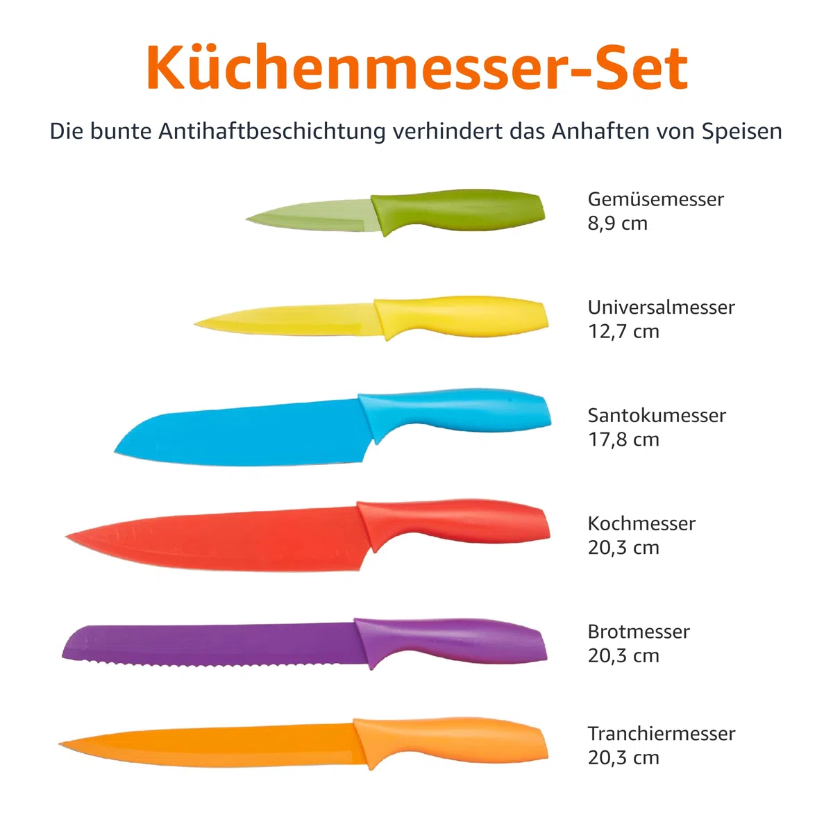 Amazon Basics Messer-Set, bunt, 12-teilig