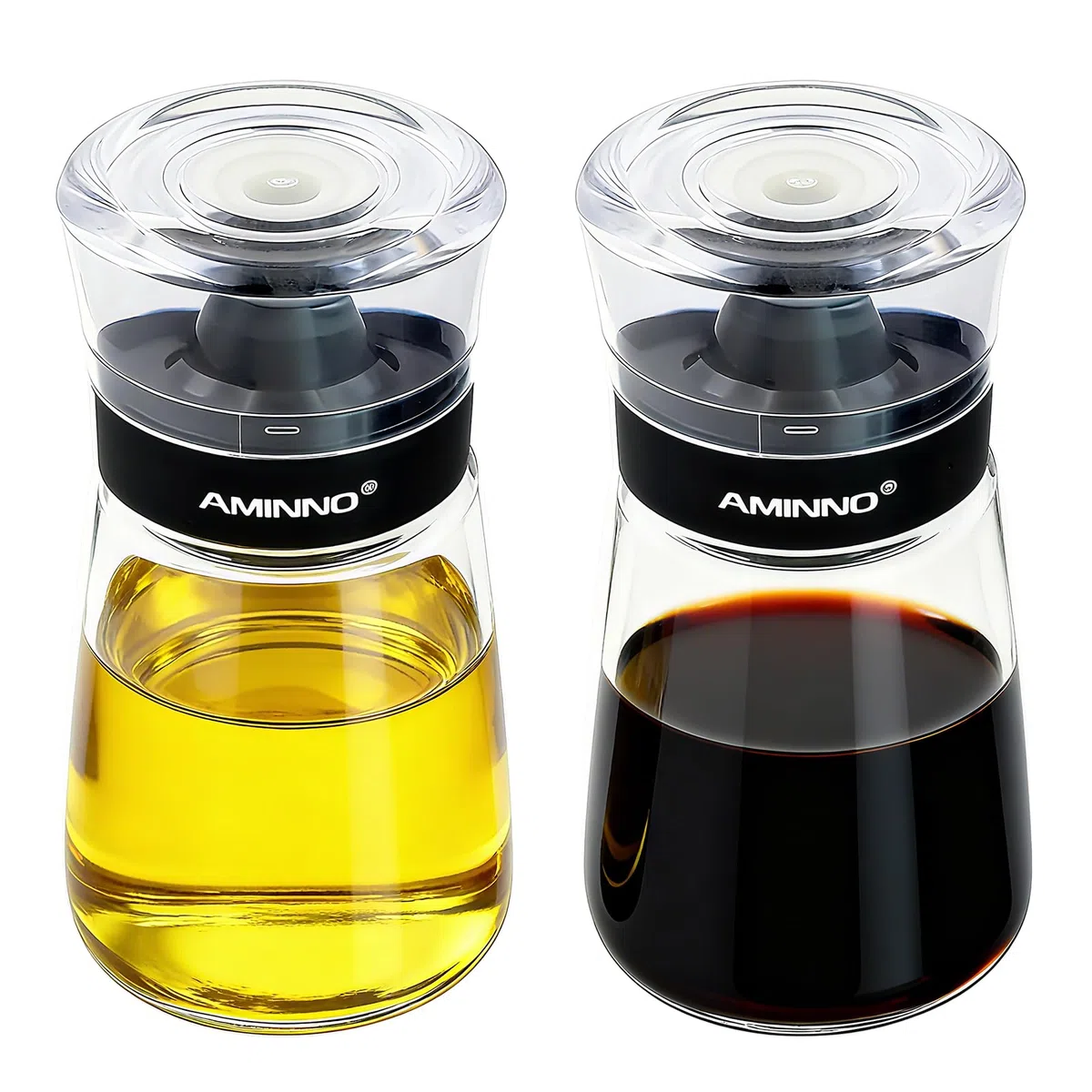 2 Stück Essig und Ölflaschen Set Camping, Auslaufsichere Ölflasche mit Ausgießer, Gut Versiegelt Essig Öl Flaschen für Olivenöl Salatdressing Sirup, Ölspender Glas für Camping