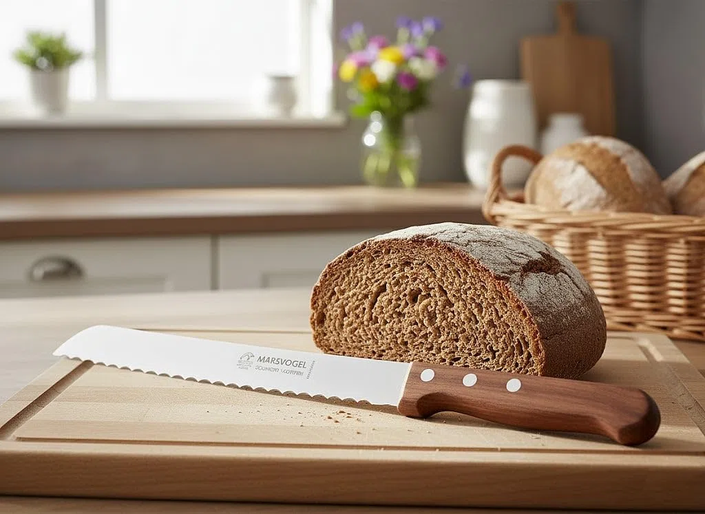 Marsvogel Brotmesser Solingen 20 cm I Brotschneidemesser 8 Zoll Wellenschliff I Edelstahl rostfrei I Holzgriff Bubinga I Messer Made in Germany