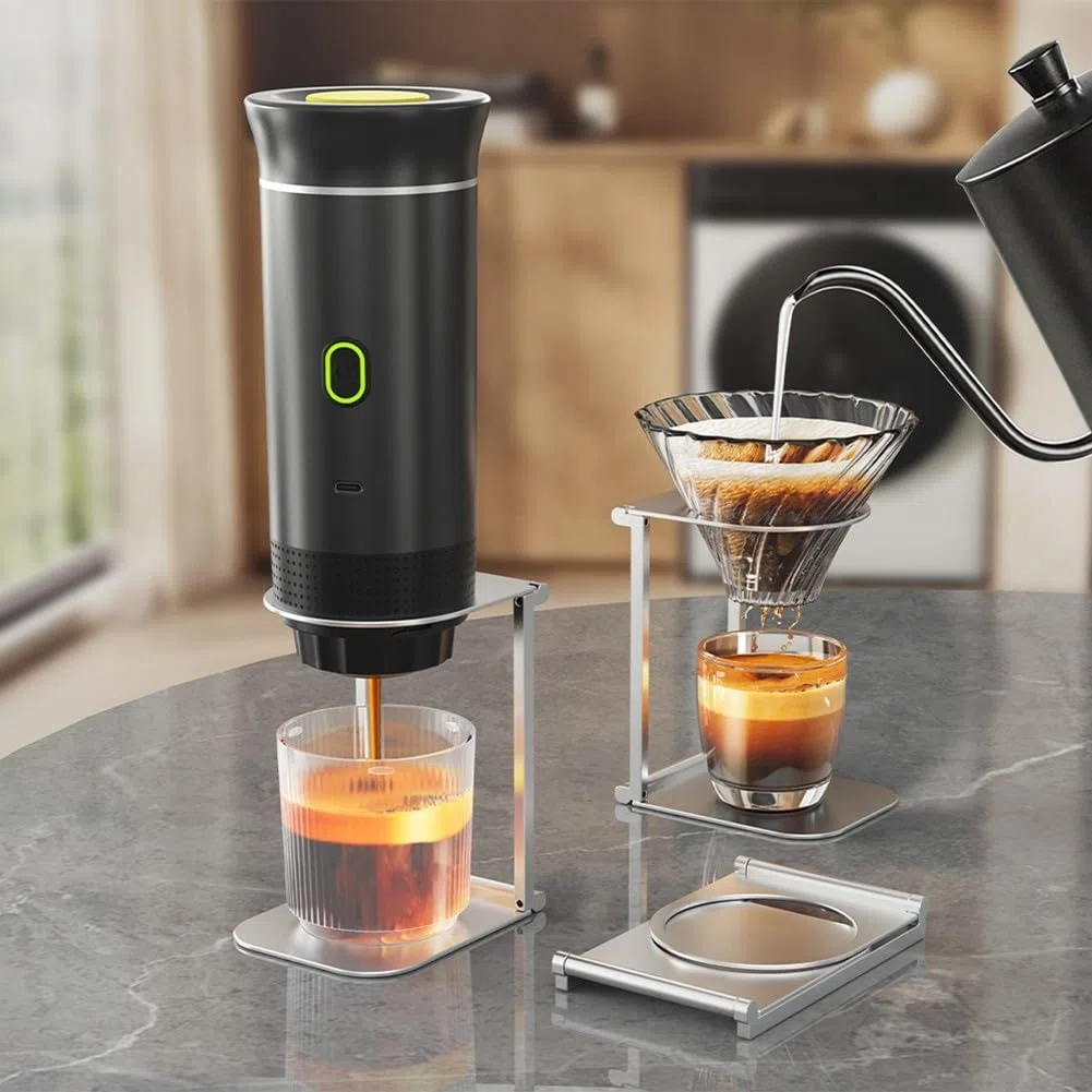 Yhenlovtt Tragbarer Kaffee-Tropfständer, Edelstahl-Filterhalter mit Basis, faltbares Design für Camping, Wandern, Reisen, Outdoor-Brauen, Espressomaschinen, verstellbare Höhe