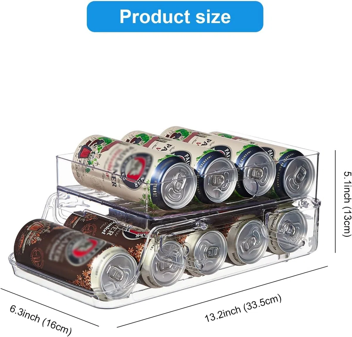 Kühlschrank Organizer Dosen Dosenspender Kühlschrank 2 Tier Foldable Dosenhalter Getränkehalter für 250ml/330ml Getränkedosen Bier Soda Dosen